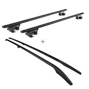 Subaru XV Crosstrek Roof Rack Roof Rail SET - Omac - 6802933B + 96539751OMCB - Black - '13-'17